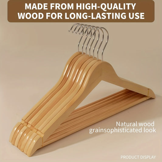 30 Pack Heavy Duty Non Slip Wooden Hangers - Clothes Hangers For Closet With Bar And Notches For Coats, Jackets, Suits, & Pants