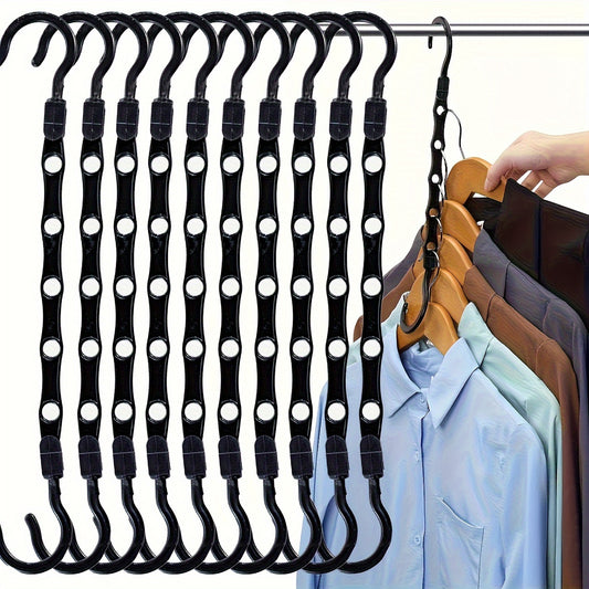 20pcsPlastic Magic Hangers- Sturdy Closet Organizer, Space Saver Clothes Hanger with 5 Slots, 360 Degree Rotatable Hook, Anti-Slip Design, Storage Solution for Wardrobe, Dorm Room Essentials