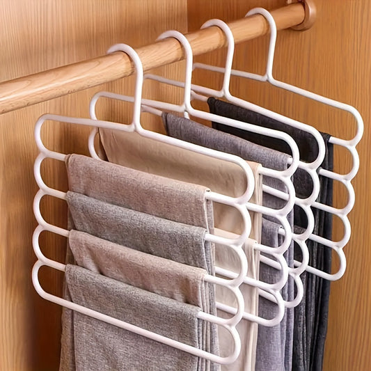 3pcs\u002F6pcs\u002F10pcs 5-layer Pants Hanger Plastic Multi-Layer Pants Rack - Space-Saving, Anti-Slip, And Adjustable Design For Organizing Clothes, Scarves, And Accessories - Sturdy And Durable Wardrobe Organizer For Closet