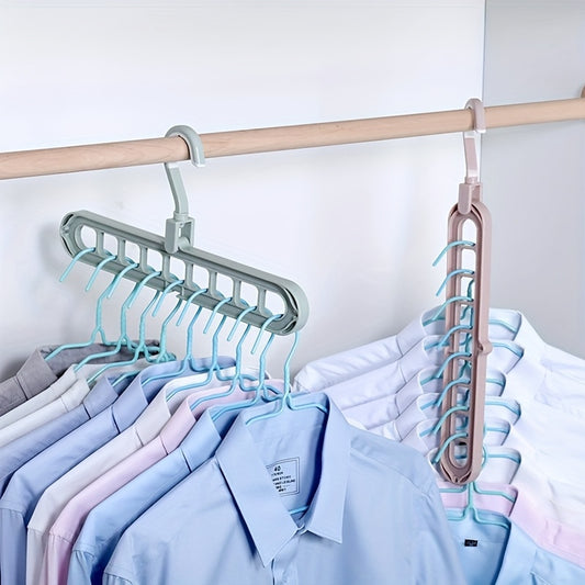 High-Strength Folding Plastic Clothing Hanger - 5pcs\u002F10pcs, 9 Holes, Non-Slip, Space-Saving for Closet Storage and Organization
